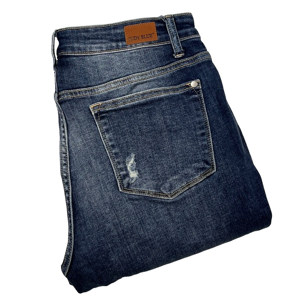 Judy Blue Boyfriend Fit Jeans Womens 11/30 (Fits 31x28.5) Distressed Medium Wash
